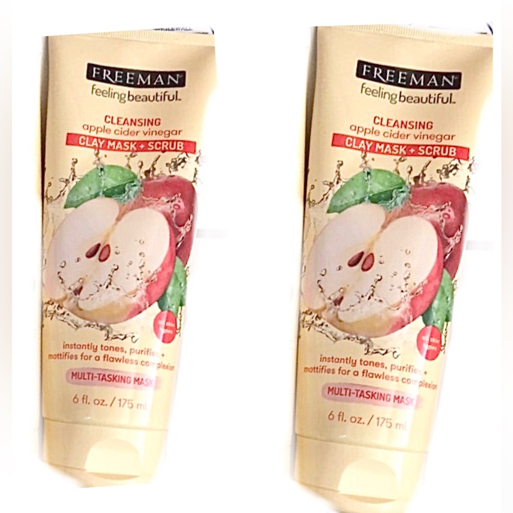 2 Freeman exfoliating Cleansing‎ Apple Cider Vinegar Clay Mask and facial Scrub